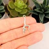 4, 20 or 50 Pieces: Antiqued Silver Gymnast Charms - Double Sided