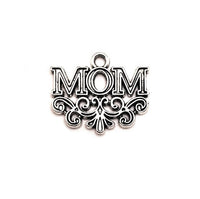 4, 20 or 50 Pieces: Silver Filigree Mom Charms