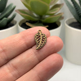 4, 20 or 50 Pieces: Small Scrolled Bronze Leaf Charms