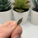 4, 20 or 50 Pieces: Small Scrolled Bronze Leaf Charms