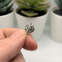 4, 20 or 50 Pieces: Antiqued Silver Scroll Heart Charms