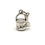 4, 20 or 50 Pieces: Silver Sand Pail 3D Charms