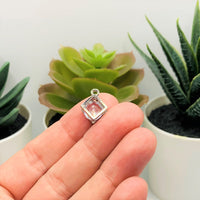 4, 20 or 50 Pieces: Cubic Zirconia Caged Rhombus Charms with Silver