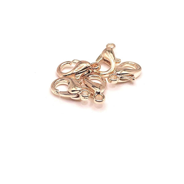 100 or 500 Pieces: 7 x 12 mm Light Rose Gold Lobster Claw Clasps