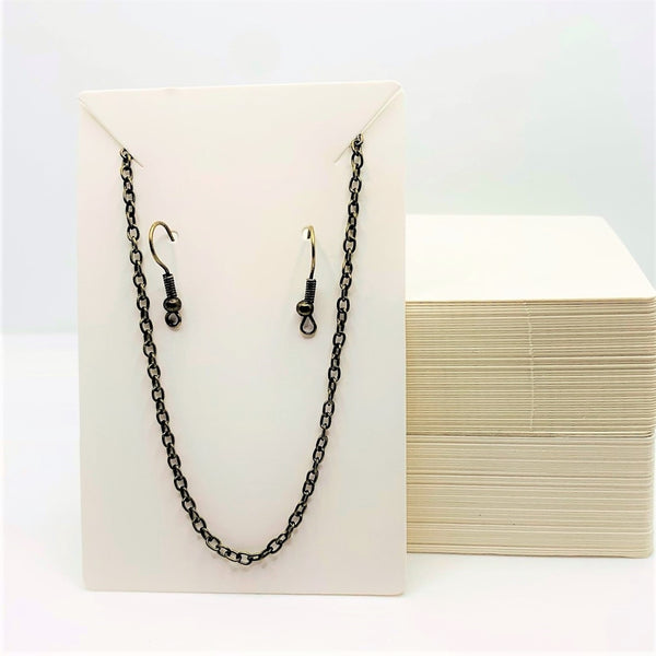 20 or 100 Pieces: White Necklace and Earring 6x9 cm Display Cards