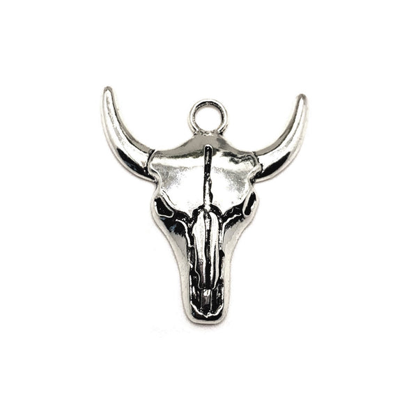 4, 20 or 50 Pieces: Silver Steer Cattle Skull Pendant Charms