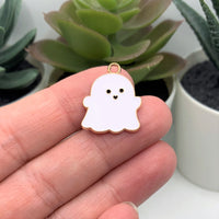 4, 20 or 50 Pieces: White Enamel Ghost Charms