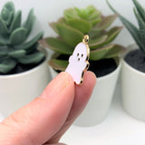 4, 20 or 50 Pieces: White Enamel Ghost Charms