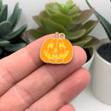 4, 20 or 50 Pieces: Orange and Yellow Enamel Jack O Lantern Pumpkin Charms