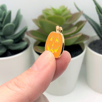 4, 20 or 50 Pieces: Orange and Yellow Enamel Jack O Lantern Pumpkin Charms