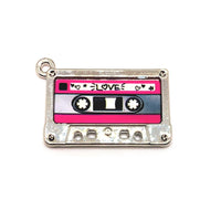 4, 20 or 50 Pieces: Pink and Silver 80's Cassette Charms