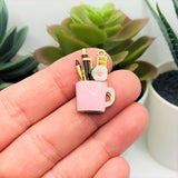 1, 4 or 20 Pieces: Pink Paintbrush Artist Cup Charms