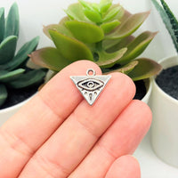 1, 4, 20 or 50 Pieces: Silver Triangle Evil Eye Charms