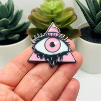 1, 4 or 20 Pieces: Pink Goth Evil Eye Halloween Charms - Double Sided