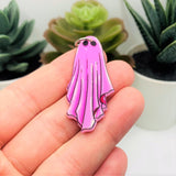 1, 4 or 20 Pieces: Pink Goth Ghost Halloween Charms - Double Sided