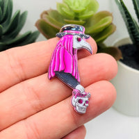 1, 4 or 20 Pieces: Pink Goth Plague Doctor Halloween Charms - Double Sided