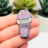 1, 4 or 20 Pieces: Sleep Vamp Halloween Charms - Double Sided