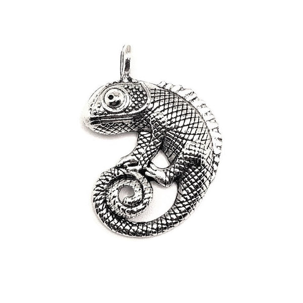 1, 4, 20 or 50 Pieces: Large and Detailed Chameleon Pendant Charms