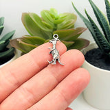 1, 4, 20 or 50 Pieces: Silver Parasaurolophus Horned 3D Dinosaur Charms