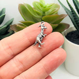 1, 4, 20 or 50 Pieces: Silver Parasaurolophus Horned 3D Dinosaur Charms