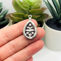 4, 20 or 50 Pieces: Antique Silver and Orange Boho Teardrop Charms