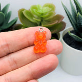 4, 20 or 50 Pieces: Red Orange Gummy Bear Resin 3D Charms with eye screw