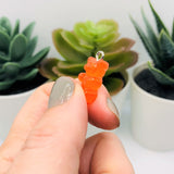 4, 20 or 50 Pieces: Red Orange Gummy Bear Resin 3D Charms with eye screw