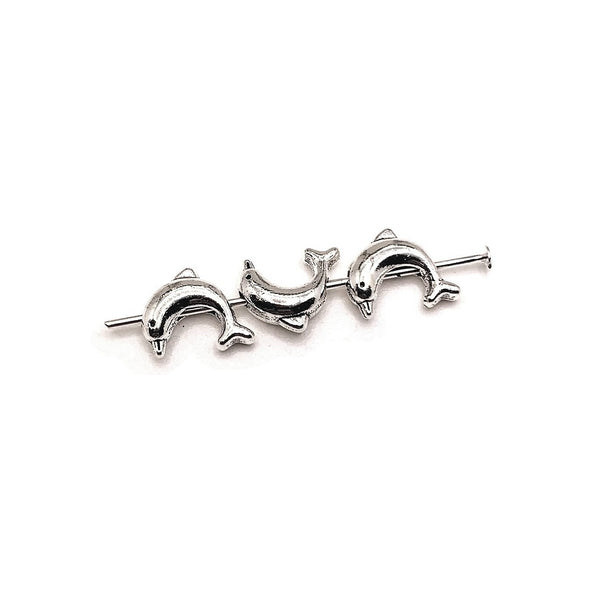 4, 20 or 50 Pieces: 3D Dolphin Spacer Charm Beads - Double Sided