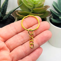 4, 20 or 50 Pieces: Gold Plated Key Chain Starter Base Split Rings