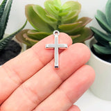 4, 20 or 50 Pieces: Silver Simple Cross Charms