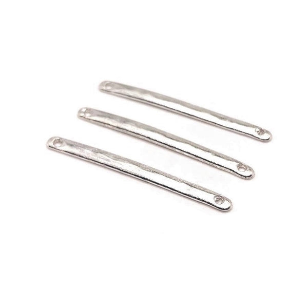 4, 20 or 50 Pieces: Silver Plated 33x3mm Simple Minimalist Bar Connectors
