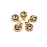 4, 20 or 50 Pieces: 303 Stainless Steel, 18k Gold, Diamond April Birthstone Rhinestone Charms