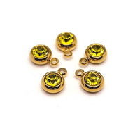 4, 20 or 50 Pieces: 303 Stainless Steel, 18k Gold, Yellow November Birthstone Rhinestone Charms