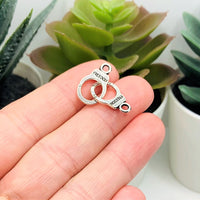 1, 4, 20 or 50 Pieces: Small Silver Freedom Handcuff Charms