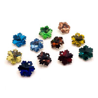 4, 20 or 50 Pieces: Multi-Colored Glass Faceted Snowflake Christmas Charms