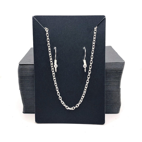 20 or 100 Pieces: Black Necklace and Earring 6x9 cm Display Cards