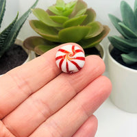 4, 20 or 50 Pieces: Red and White Mint Candy Glass Lampwork Beads