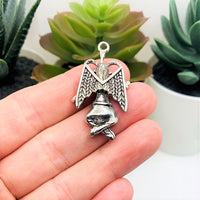 1, 4 or 20 Pieces: Antique Silver Baphomet 3D Satan Pendants