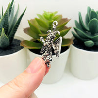 1, 4 or 20 Pieces: Antique Silver Baphomet 3D Satan Pendants