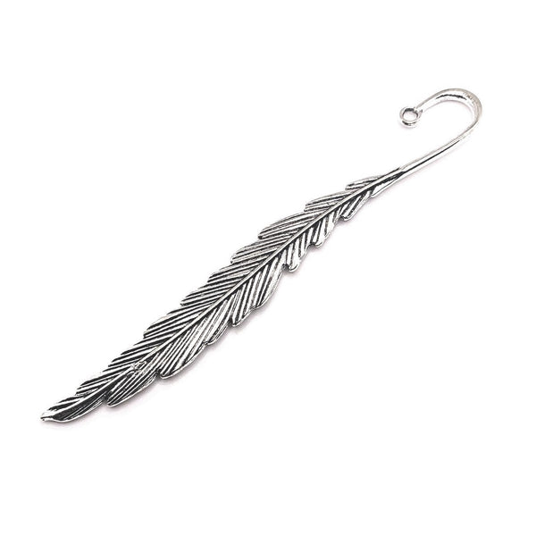 1, 4 or 20 Pieces: Antique Silver Feather Bookmark Base, Double Sided