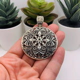 1 or 4 Pieces: Large Silver Tribal Boho Necklace Pendant