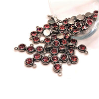 4, 20 or 50 Pieces: Stainless Steel, Pink Rose October Birthstone Rhinestone Charms