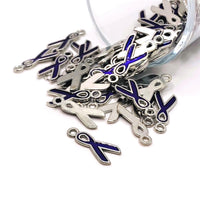 4, 20 or 50 Pieces: Purple Awareness Alzheimer's Ribbon Charms