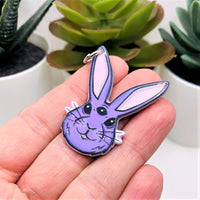 1, 4 or 20 Pieces: Creepy Easter Three-Eyed Purple Bunny Charms - Double Sided