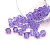 4, 20 or 50 Pieces: 6 mm Bicone Purple Imitation Crystal February Birthstone Beads