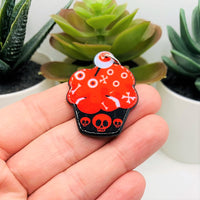 1, 4 or 20 Pieces: Punk Bloody Birthday Eyeball Cupcake Charms - Double Sided