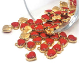 4, 20 or 50 Pieces: Tiny Red and Gold Enamel Heart Charms