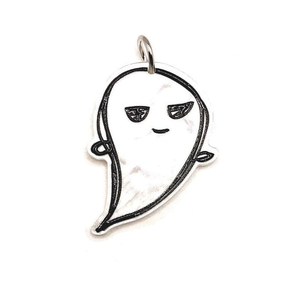 1, 4 or 20 Pieces: White and Black Ghost Crayon Drawing Pendant Charms