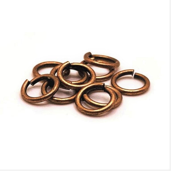 100, 500 or 1,000 Pieces: 7 mm Antiqued Red Copper Open Jump Rings, 18g