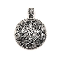 1 or 4 Pieces: Large Silver Tribal Boho Necklace Pendant